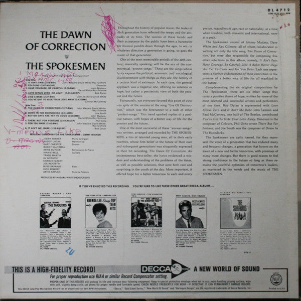 Spokesmen - The Dawn Of Correction (VG+) (Vinyl LP)