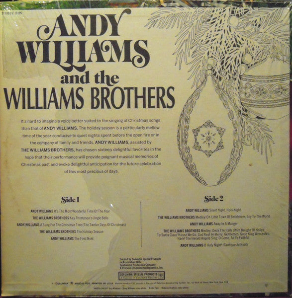 Williams, Andy & The Williams Brothers  - Christmas With Andy Williams And The Williams Brothers (Vinyl, VG+) (Vinyl LP)