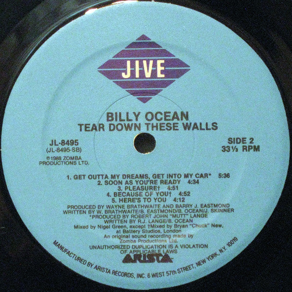 Ocean, Billy - Tear Down These Walls (VG+) (Vinyl LP)