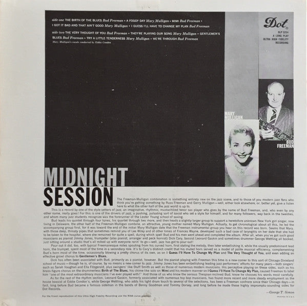 Freeman, Bud - Mary Mulligan - Midnight Session (VG+) (Vinyl LP)