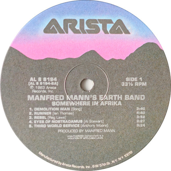 Manfred Mann's Earth Band - Somewhere In Afrika (Vinyl, VG+) (Vinyl LP)