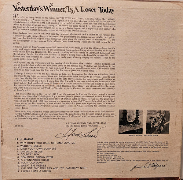 Rogers, Jesse - Yesterday's Winner, Is A Loser Today (M) (Vinyl LP)