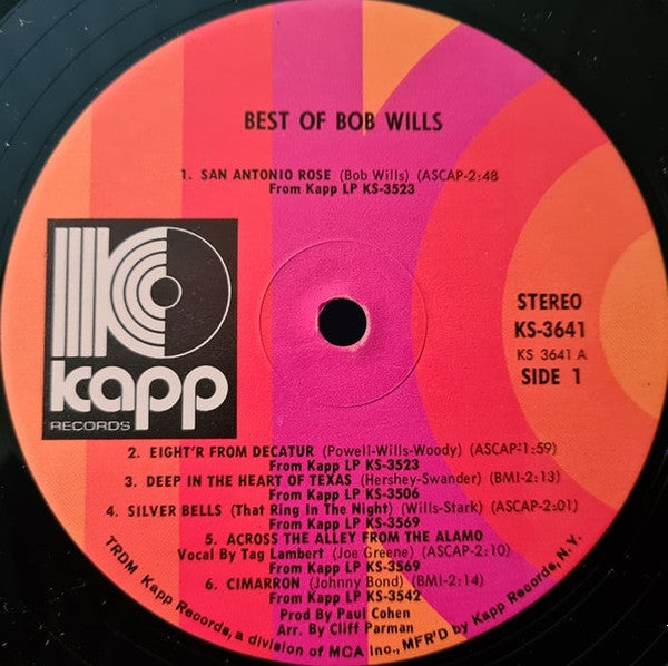 Wills, Bob - The Best Of Bob Wills (VG+) (Vinyl LP)