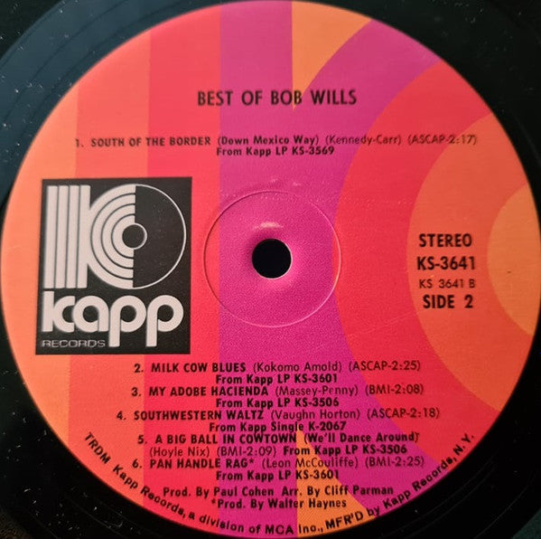 Wills, Bob - The Best Of Bob Wills (VG+) (Vinyl LP)