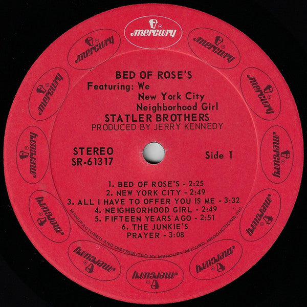 Statler Brothers - Bed Of Rose's (VG) (Vinyl LP)