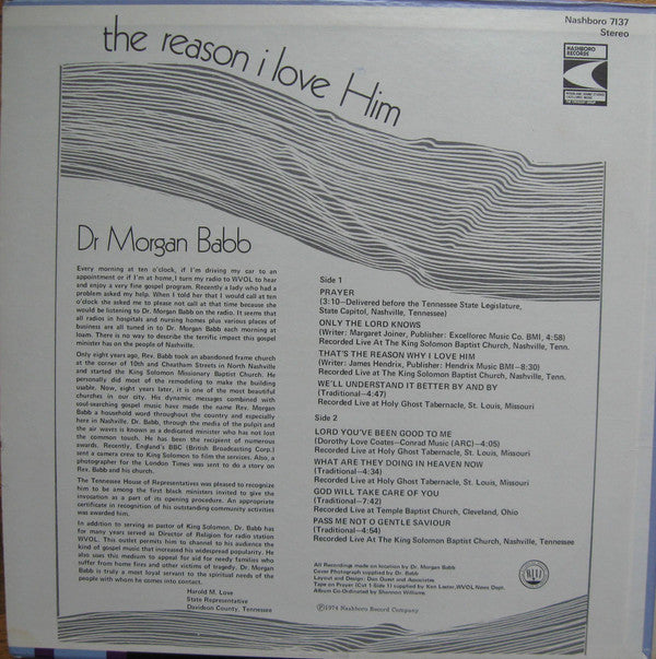 Babb, Dr. Morgan- The Reason I Love Him (VG+) (Vinyl LP)
