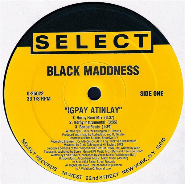 Black Maddness - Igpay Atinlay (VG) (Vinyl LP)