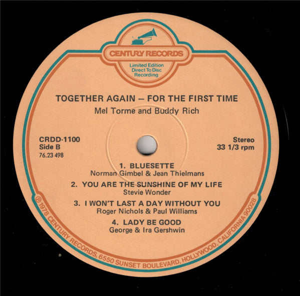 Torme, Mel And Buddy Rich - Together Again – For The First Time (Vinyl, VG+) (Vinyl LP)