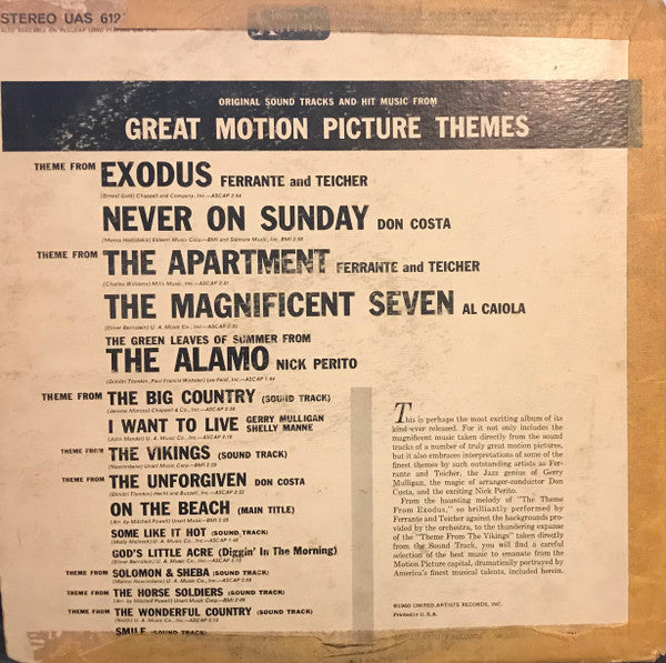 Various - Original Sound Tracks And Hit Music From Great Motion Picture Themes (VG+) (Vinyl LP)