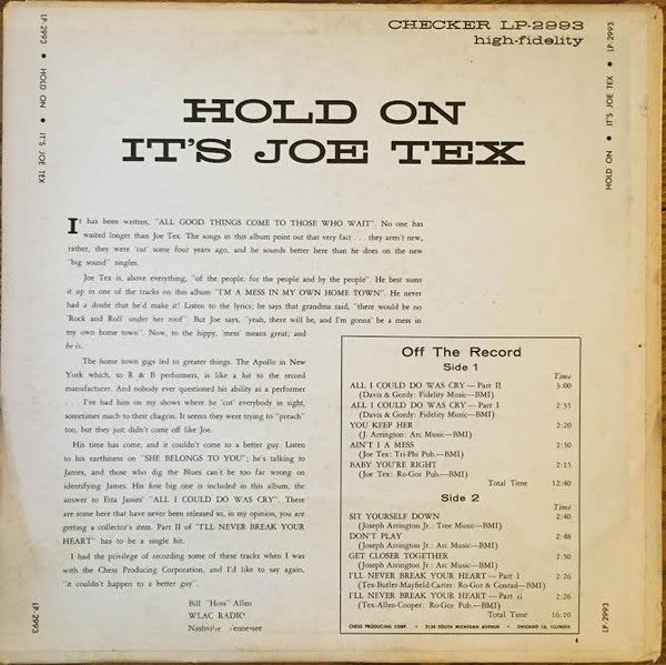 Tex, Joe - Hold On! It's Joe Tex (VG) (Vinyl LP)
