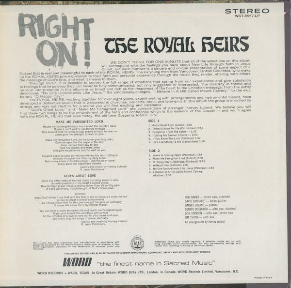 Royal Heirs - Right On! (VG) (Vinyl LP)