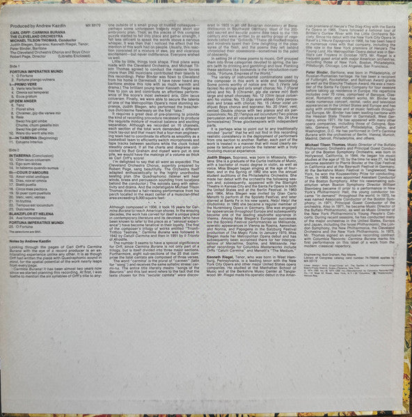 Orff : Michael Tilson Thomas Conducts The Cleveland Orchestra - Carmina Burana (Vinyl, NM or M-) (Vinyl LP)