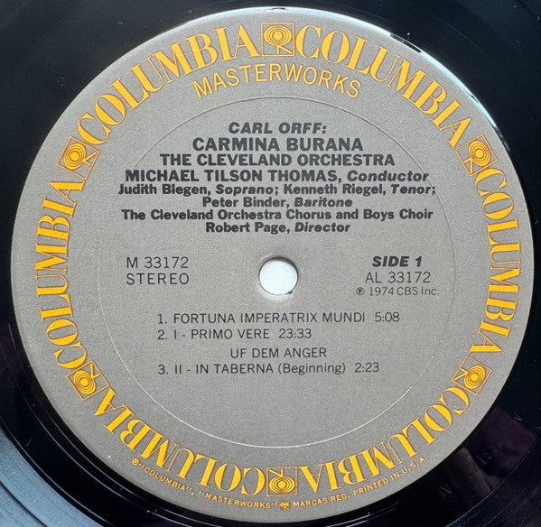 Orff : Michael Tilson Thomas Conducts The Cleveland Orchestra - Carmina Burana (Vinyl, NM or M-) (Vinyl LP)