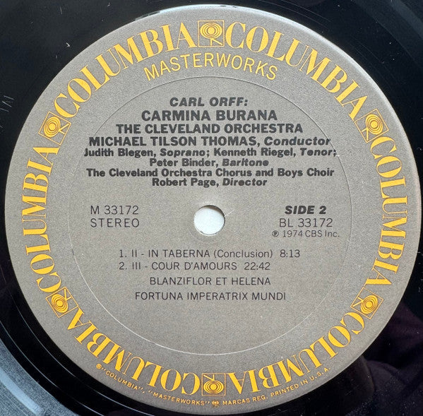 Orff : Michael Tilson Thomas Conducts The Cleveland Orchestra - Carmina Burana (Vinyl, NM or M-) (Vinyl LP)