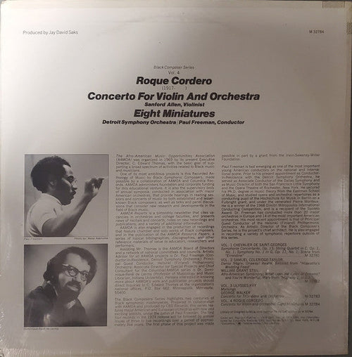Cordero, Roque - Concerto For Violin And Orchestra / Eight Miniatures (M) (Vinyl LP)