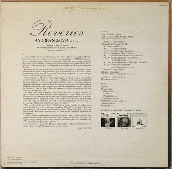 Segovia - Reveries (Vinyl, VG+) (Vinyl LP)