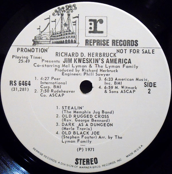 Herbruck, Richard D. with Jim Kweskin Co-Starring Mel Lyman And The Lyman Family - Jim Kweskin's America  (VG+) (Vinyl LP)