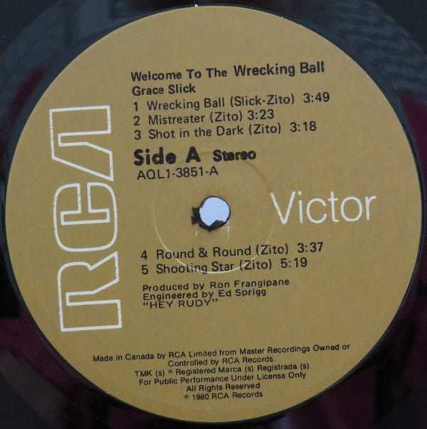Slick, Grace - Welcome To The Wrecking Ball! (VG+) (Vinyl LP)