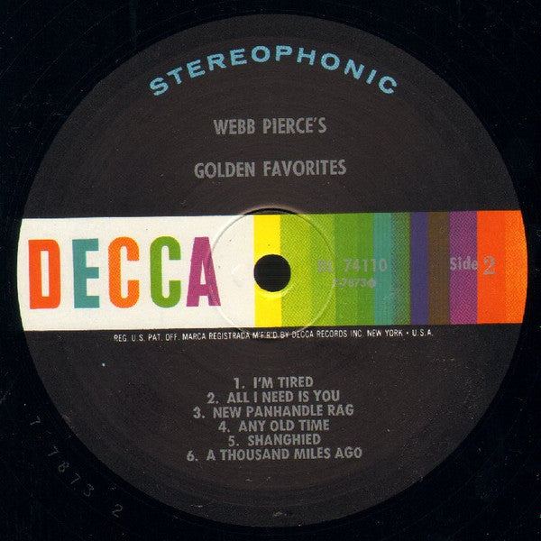 Pierce, Webb - Webb Pierce's Golden Favorites (Vinyl, VG) (Vinyl LP)