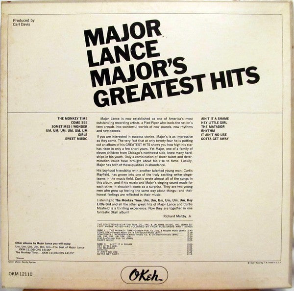 Lance, Major - Major's Greatest Hits (VG) (Vinyl LP)
