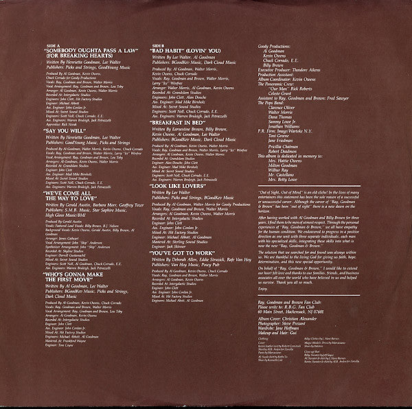 Ray, Goodman & Brown - All About Love, Who's Gonna Make The First Move? (VG+) (Vinyl LP)