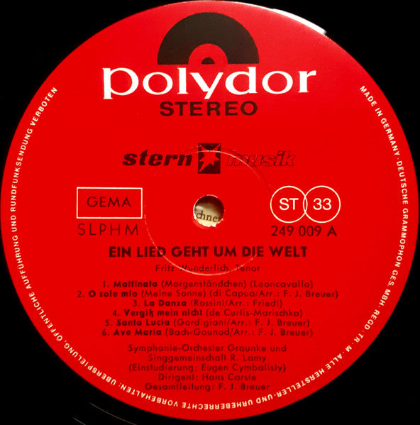 Wunderlich, Fritz - Ein Lied Geht Um Die Welt (VG+) (Vinyl LP)