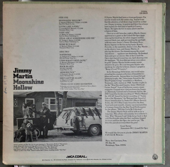 Martin, Jimmy - Moonshine Hollow (VG) (Vinyl LP)