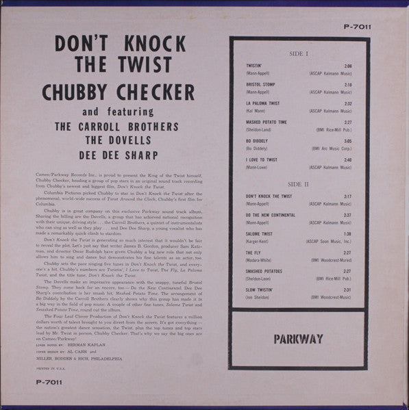 Checker, Chubby Also Featuring The Dovells / The Carroll Brothers* / Dee Dee Sharp - Don't Knock The Twist - Original Soundtrack Recording (Vinyl, VG) (Vinyl LP)