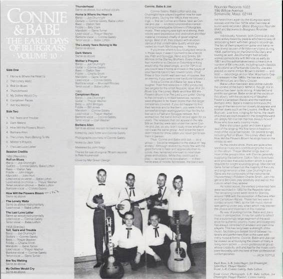 Connie & Babe - The Early Days Of Bluegrass - Volume 10 (VG+) (Vinyl LP)