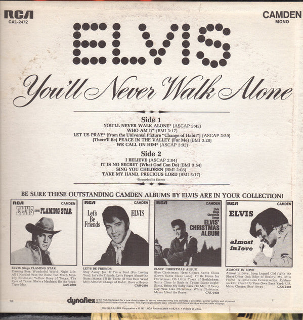 Elvis - You'll Never Walk Alone (Vinyl, VG+) (Vinyl LP)