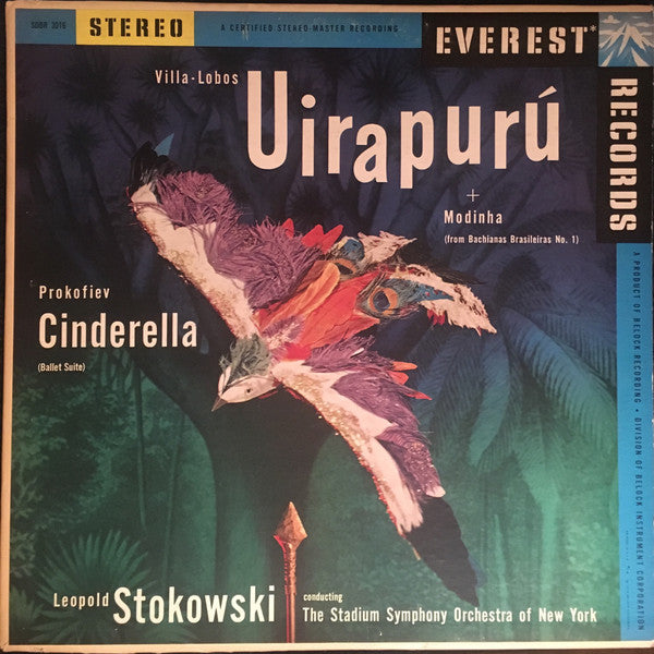 Villa-Lobos / Prokofiev - Leopold Stokowski, The Stadium Symphony Orchestra Of New York - Uirapuru + Modinha (From Bachianas Brasileiras No. 1)  / Cinderella (Ballet Suite) (VG+) (Vinyl LP)