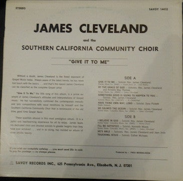 Cleveland, James And The Southern California Community Choir - Give It To Me (Vinyl, VG) (Vinyl LP)