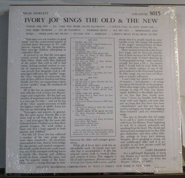 Hunter, Ivory Joe - Ivory Joe Sings The Old And The New (VG) (Vinyl LP)