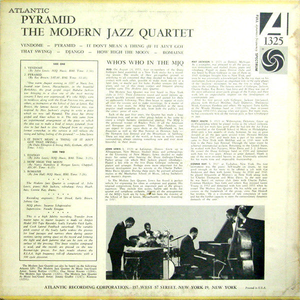 Modern Jazz Quartet - Pyramid (VG+) (Vinyl LP)