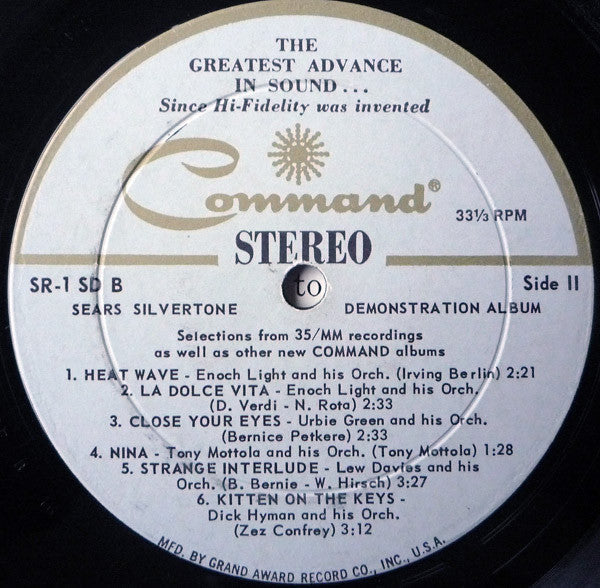 Various - Sears Silvertone Demonstration Album (Vinyl, VG) (Vinyl LP)
