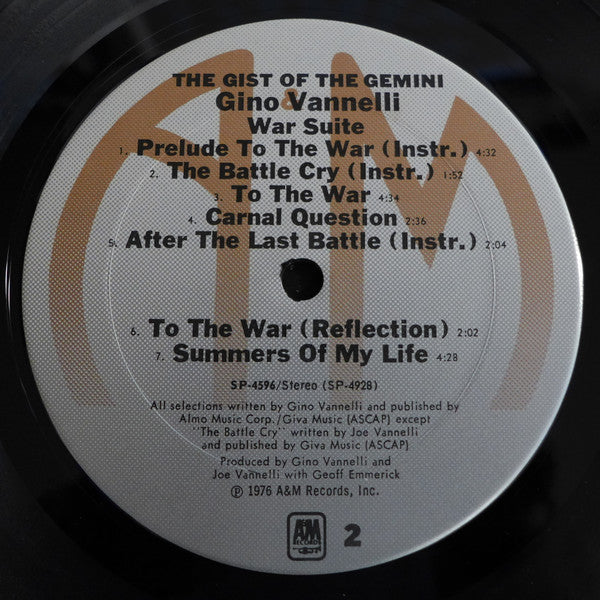Vannelli, Gino - The Gist Of The Gemini (Vinyl, VG+) (Vinyl LP)