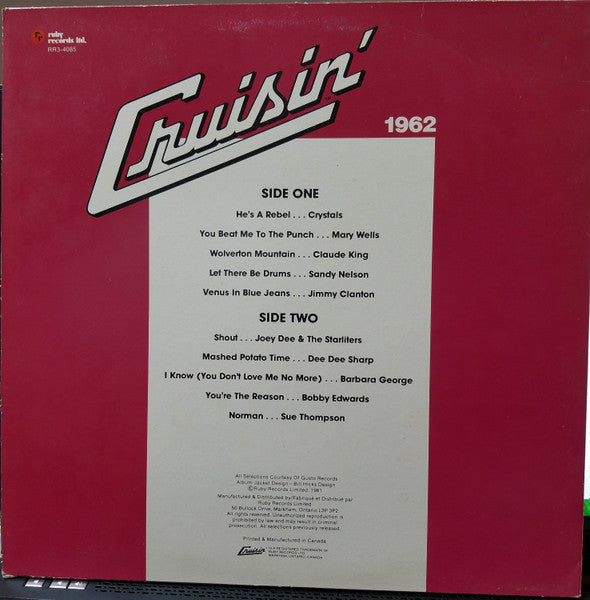 Various - Cruisin' 1962 (Vinyl, VG+) (Vinyl LP)