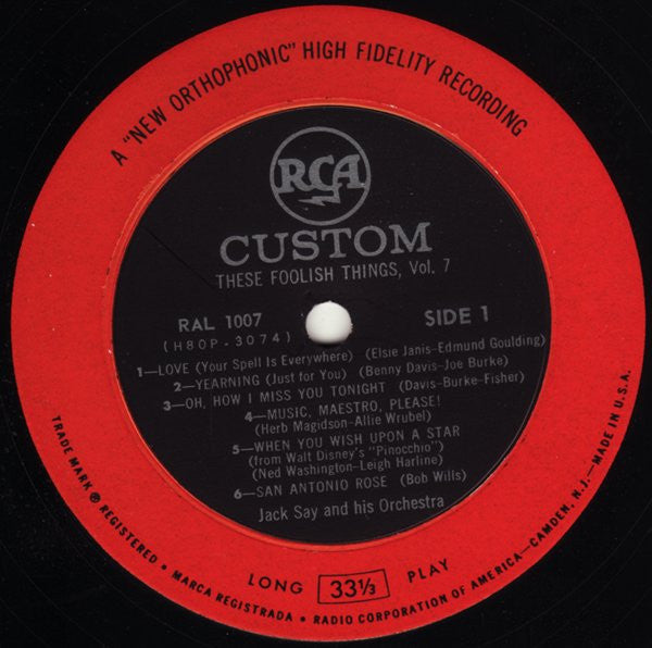 Say, Jack And His Orchestra - These Foolish Things - Vol. 7 For Hi-Fi Living (VG) (Vinyl LP)