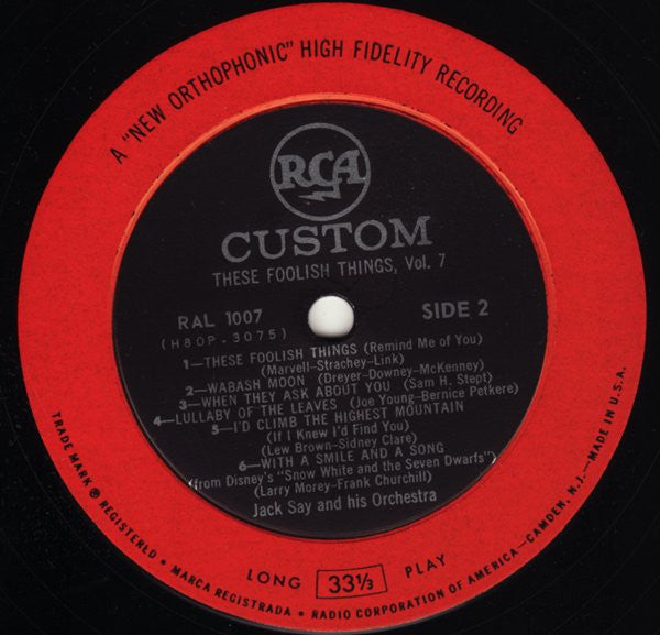 Say, Jack And His Orchestra - These Foolish Things - Vol. 7 For Hi-Fi Living (VG) (Vinyl LP)