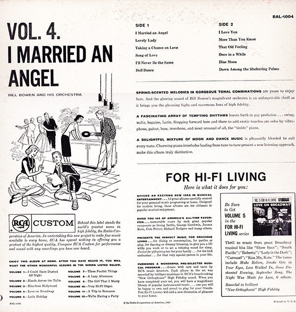 Bowen, Hill And His Orchestra - I Married An Angel - Vol. 4 For Hi-Fi Living (VG+) (Vinyl LP)