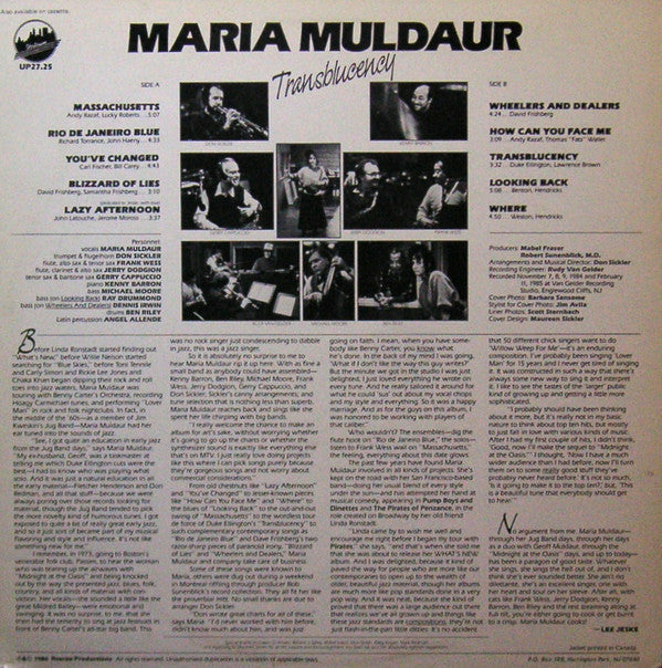 Muldaur, Maria - Transblucency (VG+) (Vinyl LP)