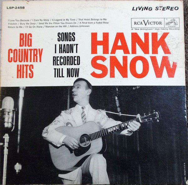 Snow, Hank - Big Country Hits: Songs I Hadn't Recorded Till Now (VG) (Vinyl LP)