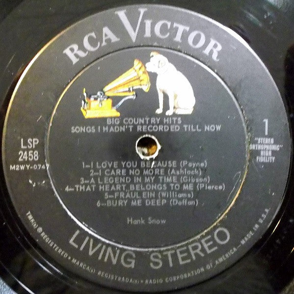 Snow, Hank - Big Country Hits: Songs I Hadn't Recorded Till Now (VG) (Vinyl LP)