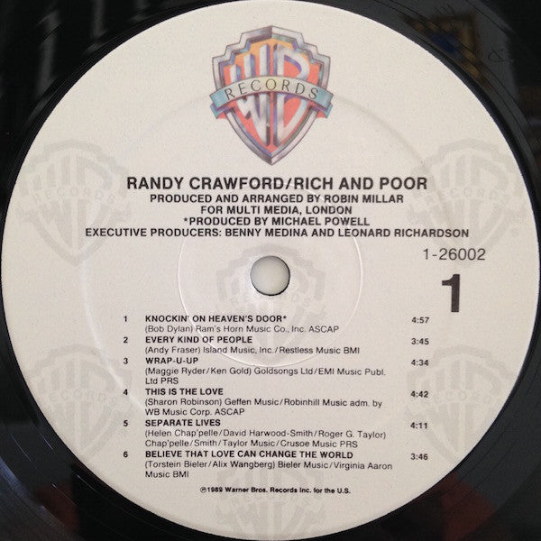 Crawford, Randy - Rich And Poor (VG+) (Vinyl LP)