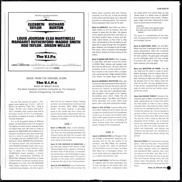 The V.I.P.'S (The Original Score From The Motion Picture) - Rózsa, Miklos (VG+) (Vinyl LP)