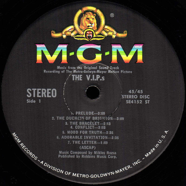 The V.I.P.'S (The Original Score From The Motion Picture) - Rózsa, Miklos (VG+) (Vinyl LP)