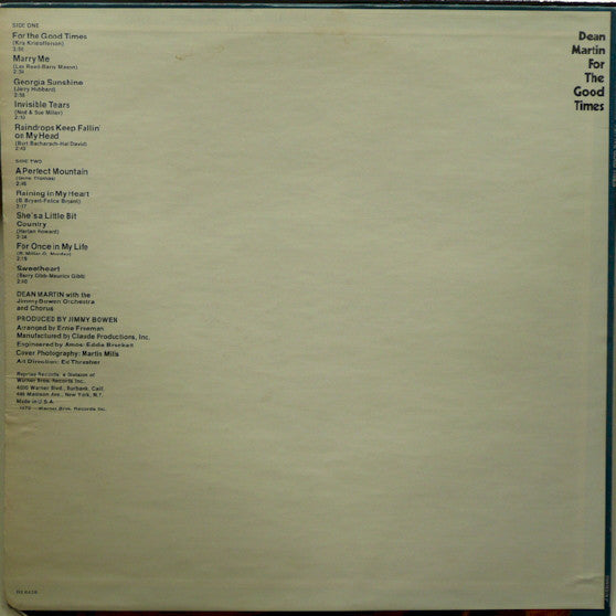 Martin, Dean - For The Good Times (VG+) (Vinyl LP)