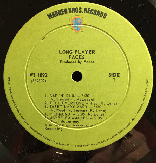 Faces  - Long Player (VG) (Vinyl LP)