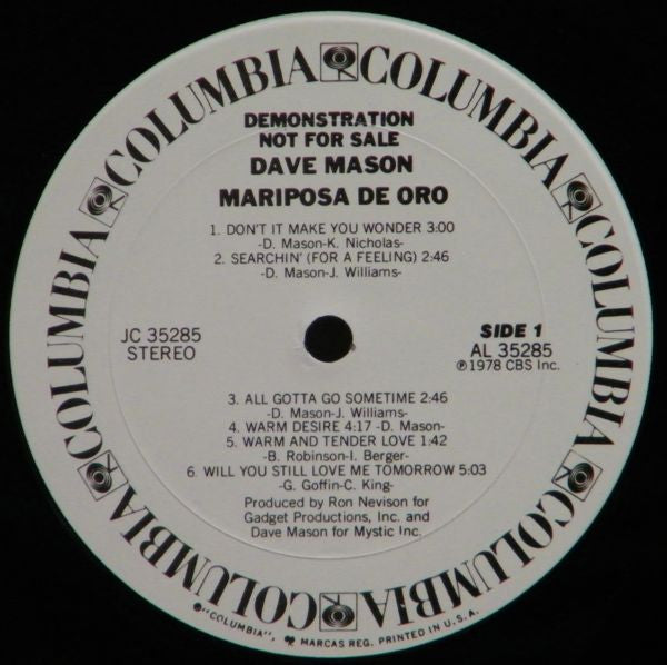 Mason, Dave - Mariposa De Oro (Vinyl, VG+) (Vinyl LP)