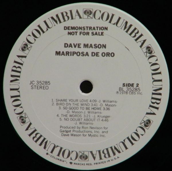 Mason, Dave - Mariposa De Oro (Vinyl, VG+) (Vinyl LP)